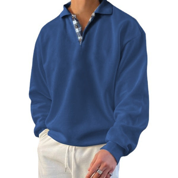 Men's V-Neck Long-Sleeved Hooded Sweatshirt
