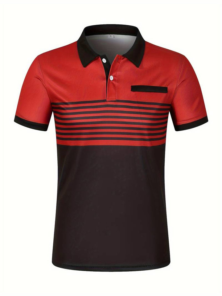 Stylish Striped Short Sleeve Polo Shirt for Men - Perfect for Casual Outings!