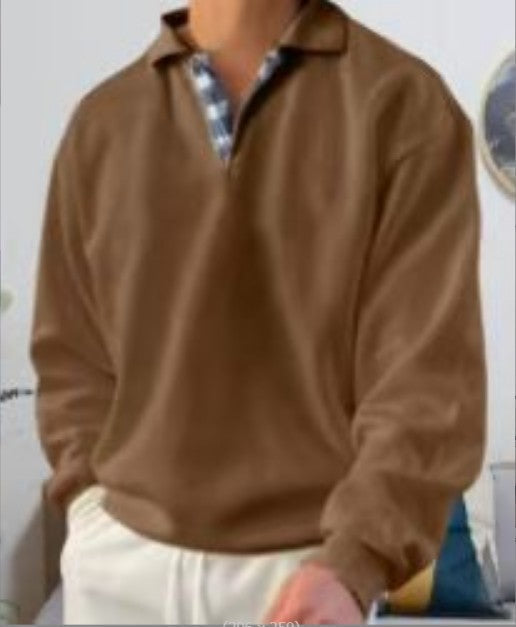 Men's V-Neck Long-Sleeved Hooded Sweatshirt