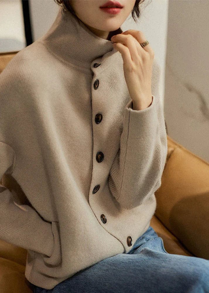 Elen - Stylish Turtleneck Sweater with Button Placket