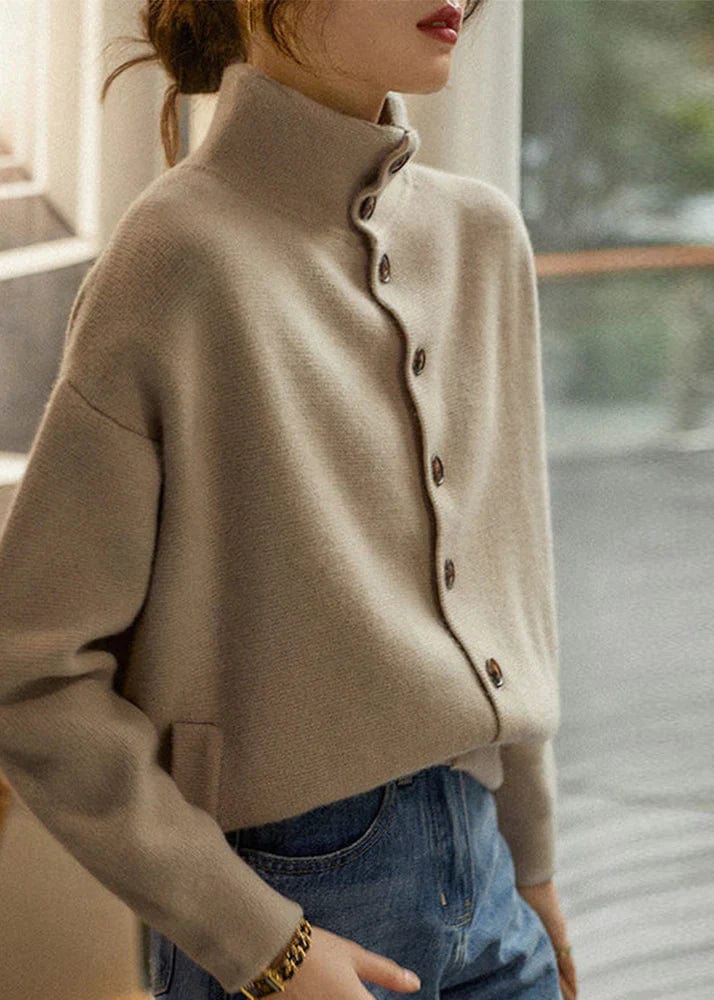 Elen - Stylish Turtleneck Sweater with Button Placket