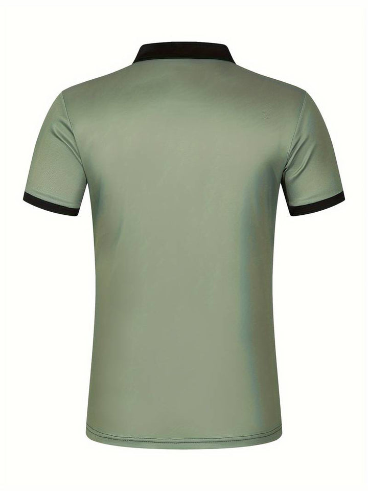 Stylish Striped Short Sleeve Polo Shirt for Men - Perfect for Casual Outings!