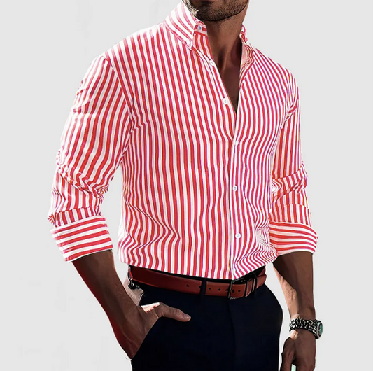 Stylish Striped Men's Shirt with Classic Button Placket