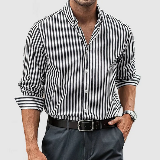 Stylish Striped Men's Shirt with Classic Button Placket