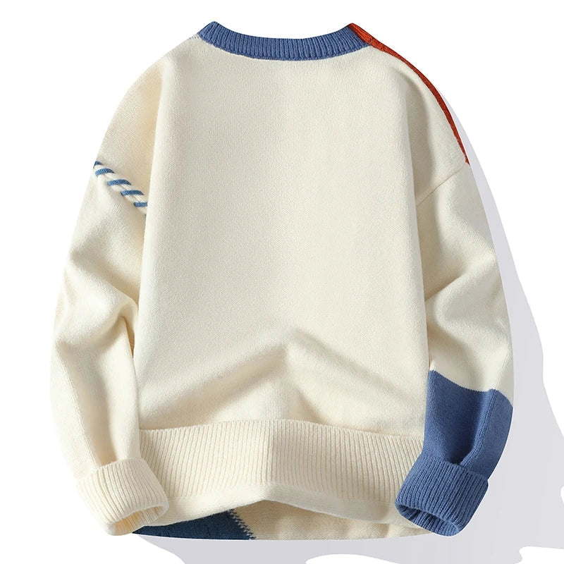 Stylish Patchwork Patterned Jumper for Men