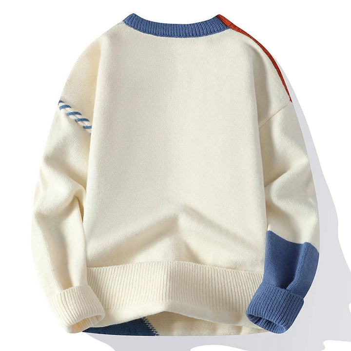 Stylish Patchwork Patterned Jumper for Men