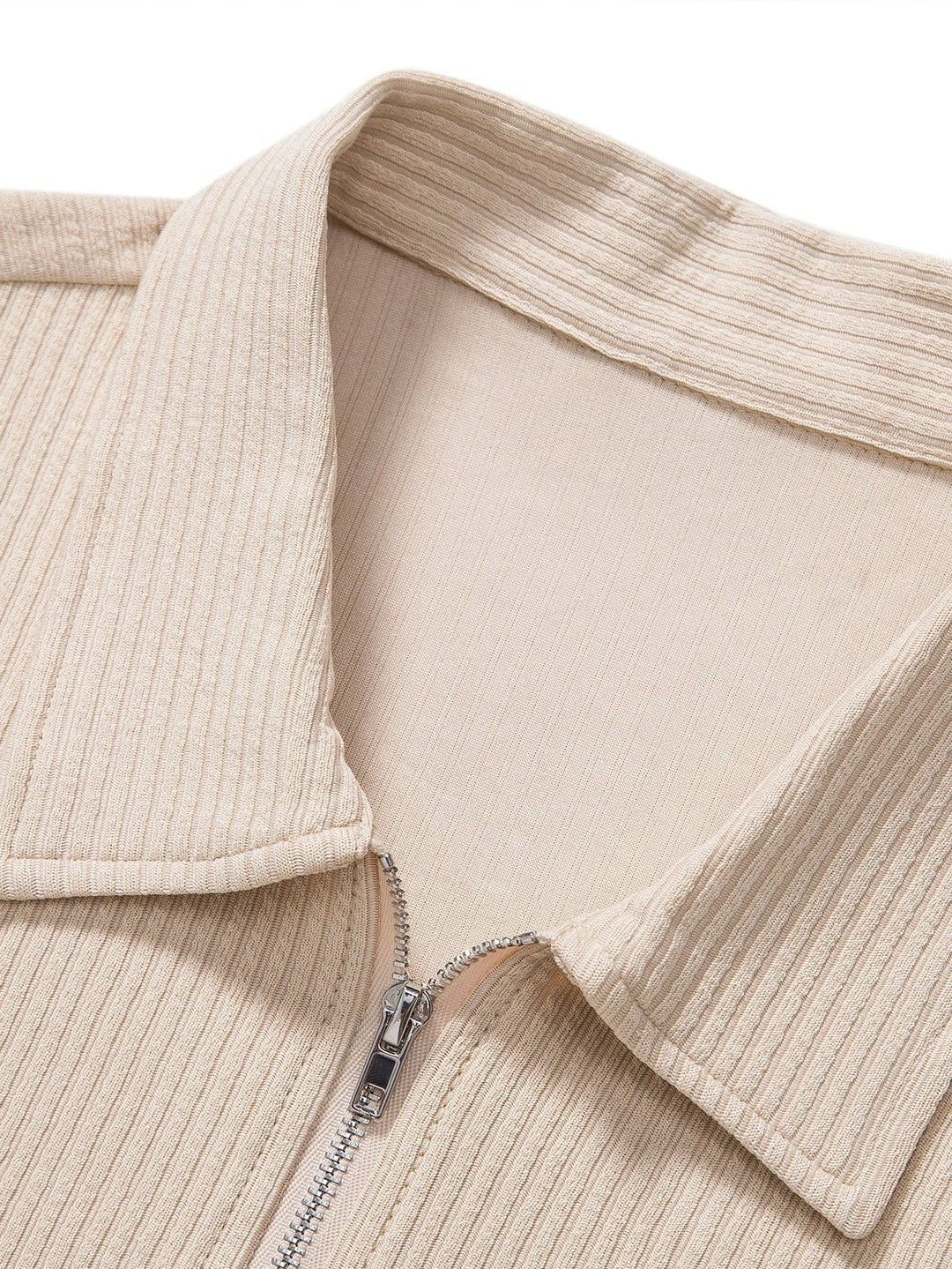 Knitted Ribbed Zip Polo & Shorts