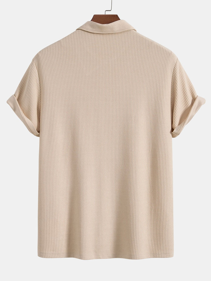 Knitted Ribbed Zip Polo & Shorts