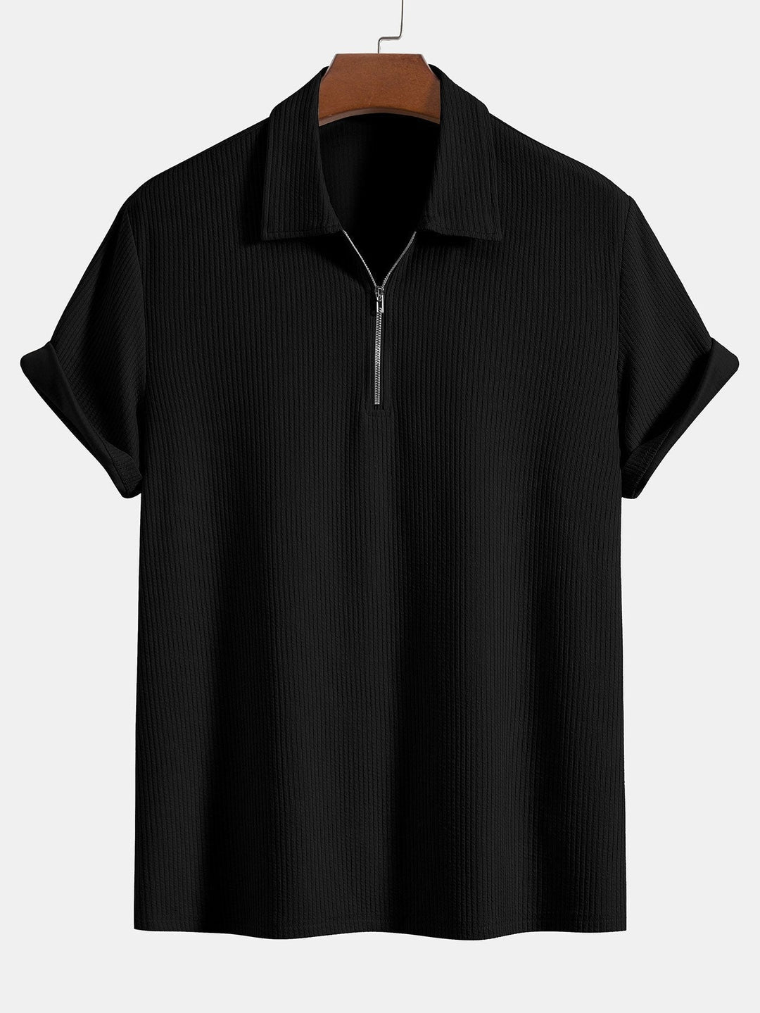 Knitted Ribbed Zip Polo & Shorts