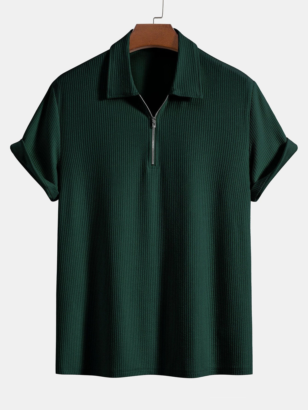 Knitted Ribbed Zip Polo & Shorts