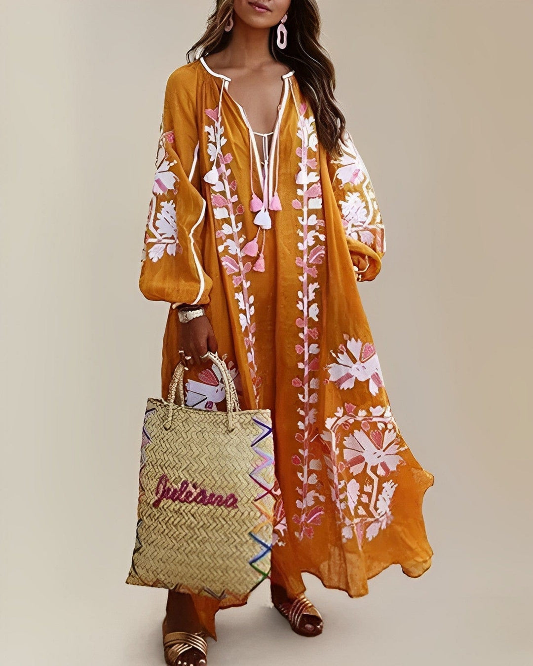 Lovia - Lockeres Retro Boho Kjole
