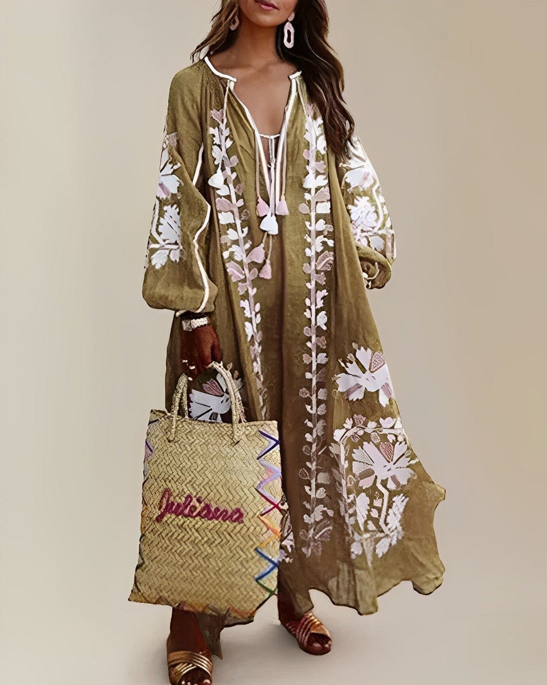 Lovia - Lockeres Retro Boho Kjole