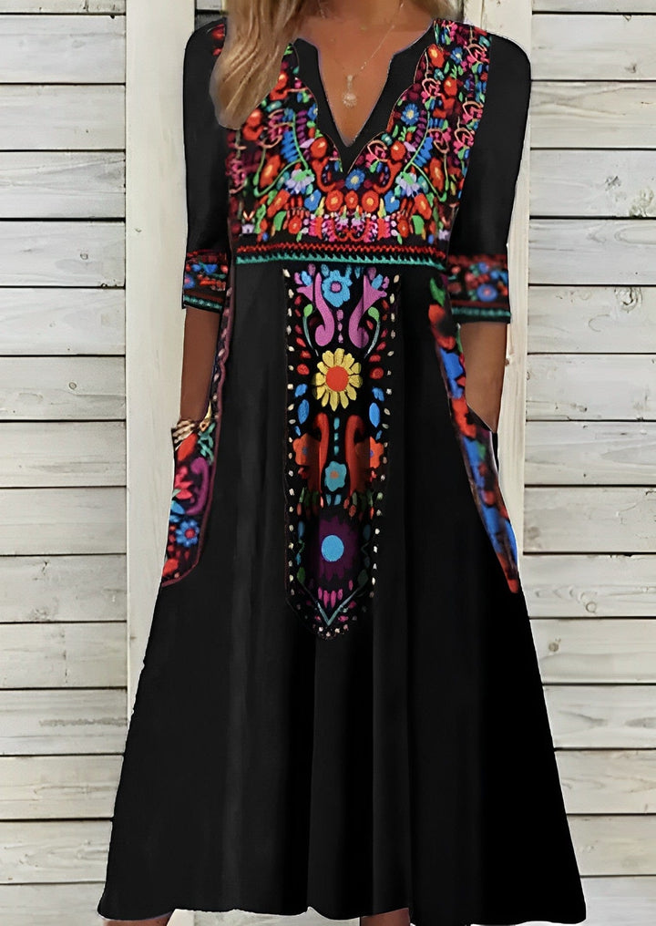 Marie - Moderigtig midi blomsterkjole