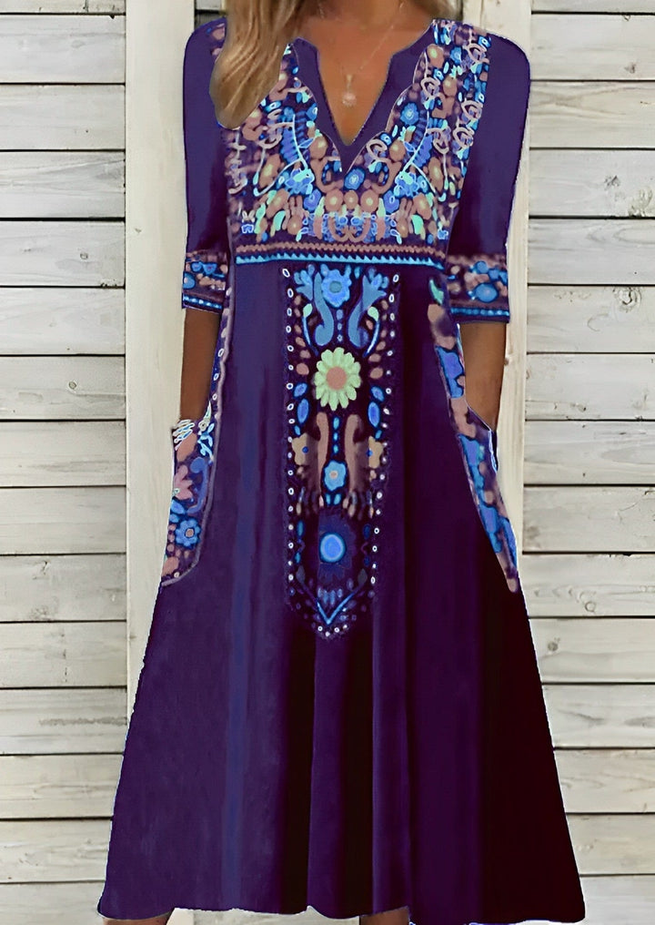 Marie - Moderigtig midi blomsterkjole