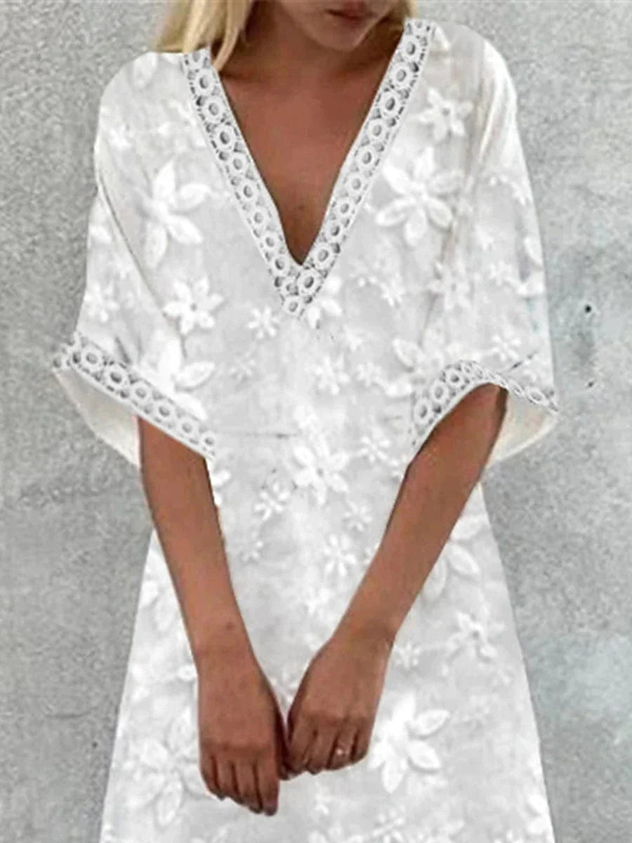 Mathilda - Fashion hvid blomstret kjole