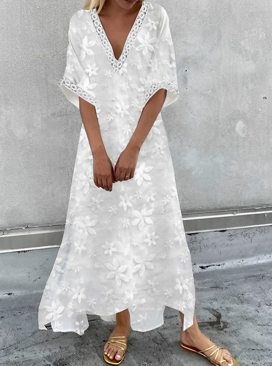 Mathilda - Fashion hvid blomstret kjole