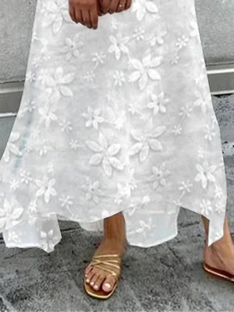 Mathilda - Fashion hvid blomstret kjole