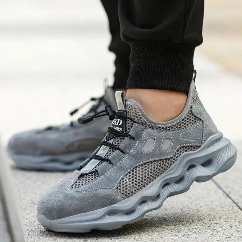 Outdoor trail sneaker with breathable mesh