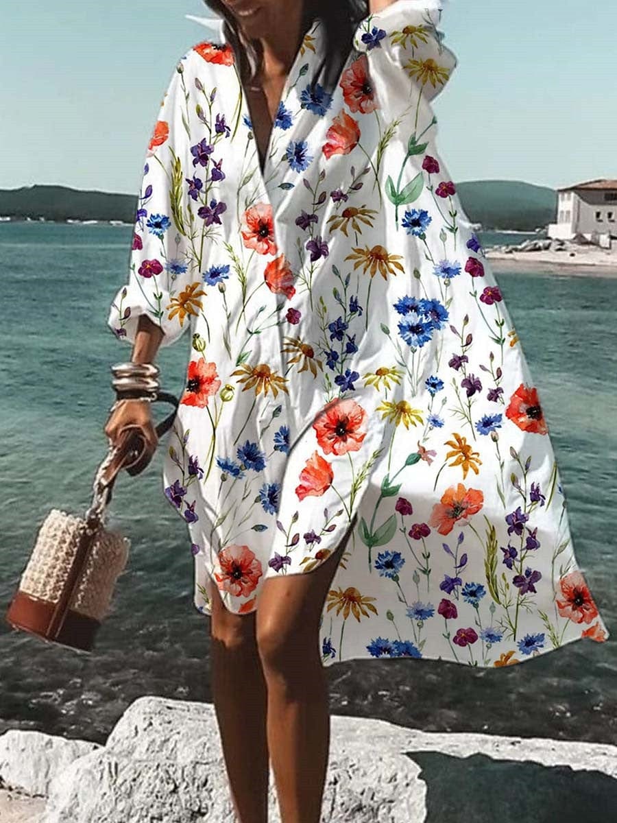 Olivia - Stilfuld casual kjole med blomstermønster