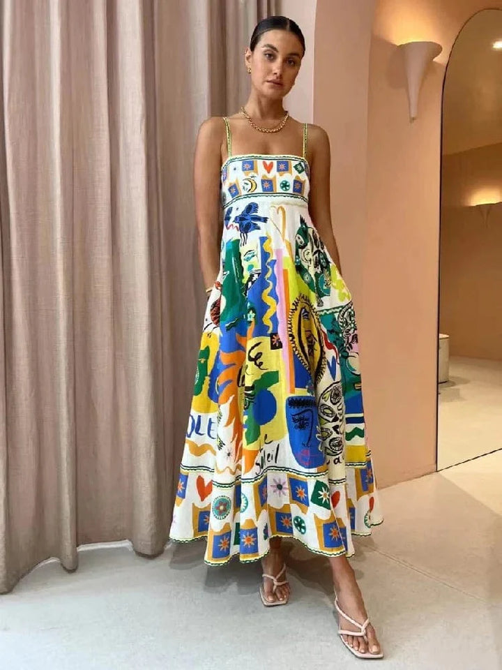 Pauline - Elegant farverig kjole