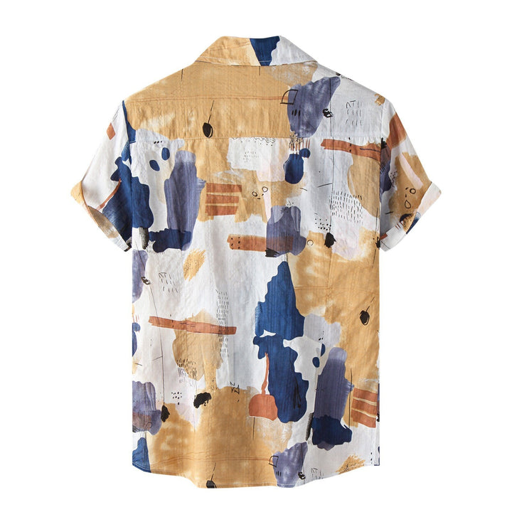 Stylish Short-Sleeve Casual Shirt with Eye-Catching Abstract Design