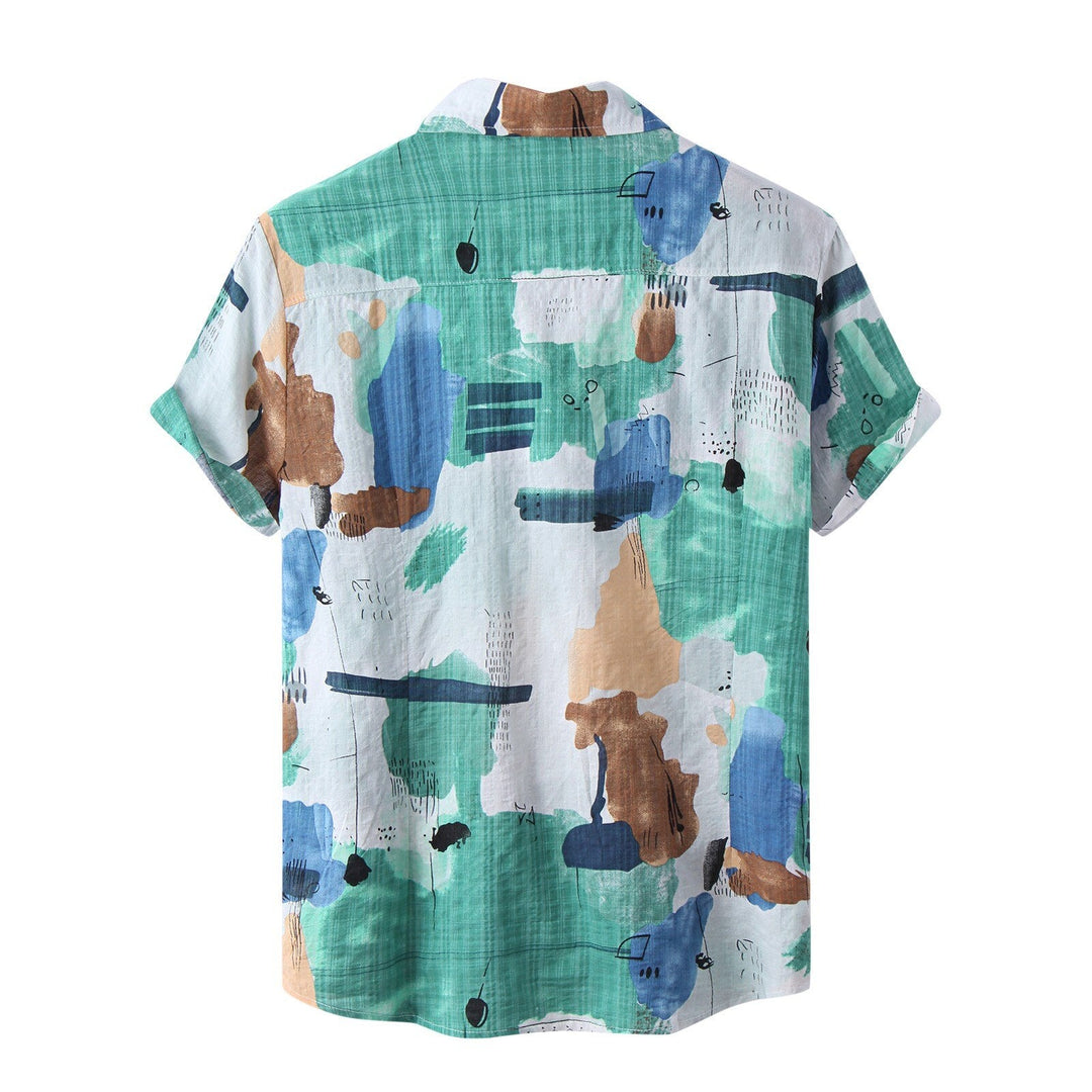 Stylish Short-Sleeve Casual Shirt with Eye-Catching Abstract Design