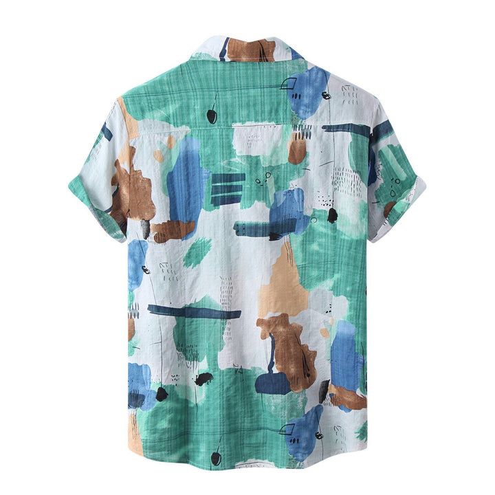 Stylish Short-Sleeve Casual Shirt with Eye-Catching Abstract Design