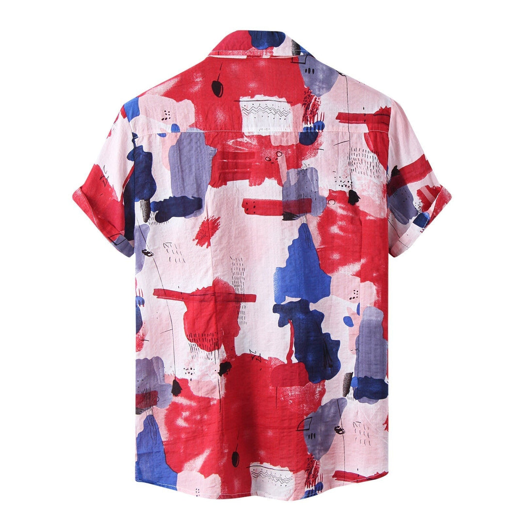 Stylish Short-Sleeve Casual Shirt with Eye-Catching Abstract Design