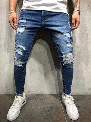 White Side Stripes Ripped Jeans