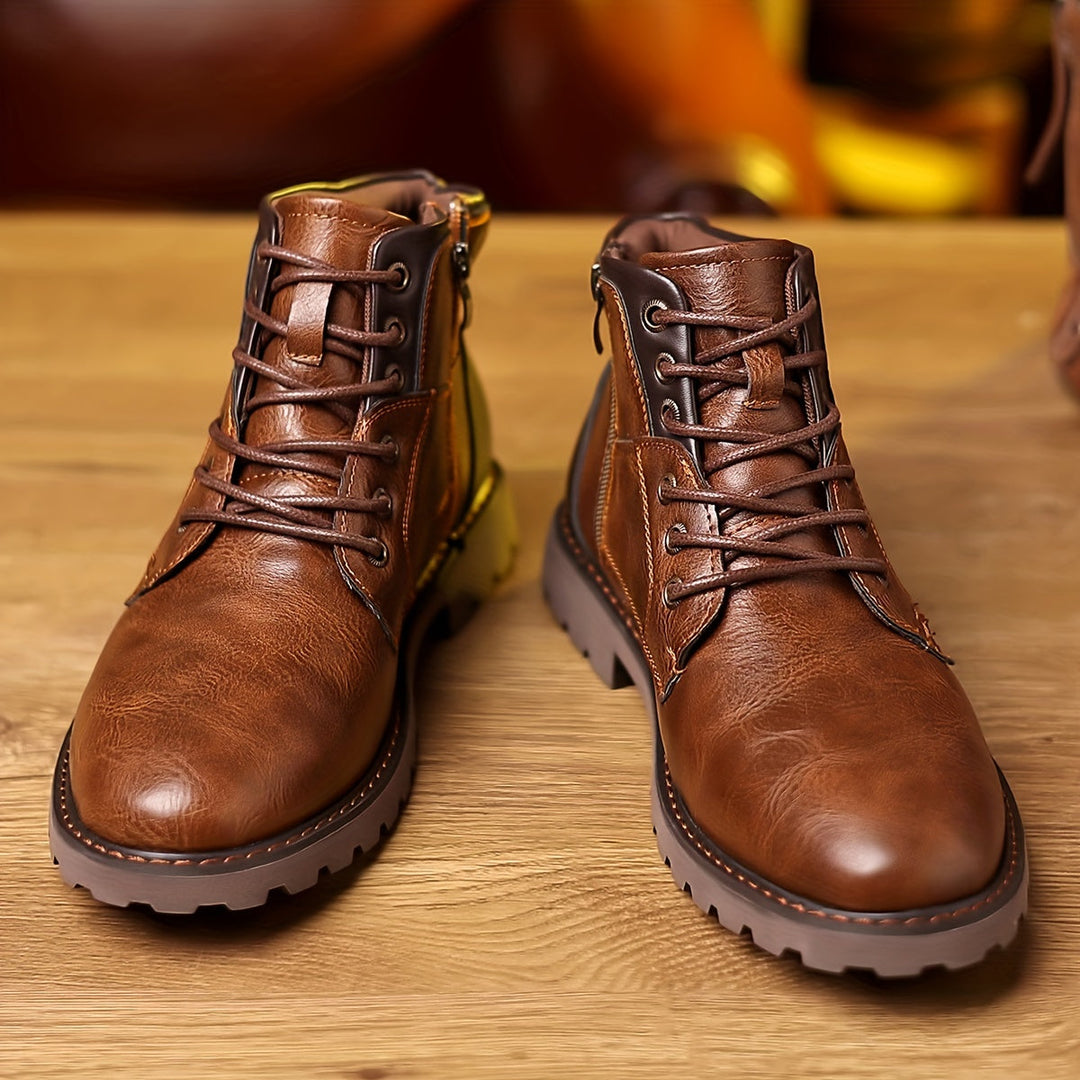 Leather boots with zip
