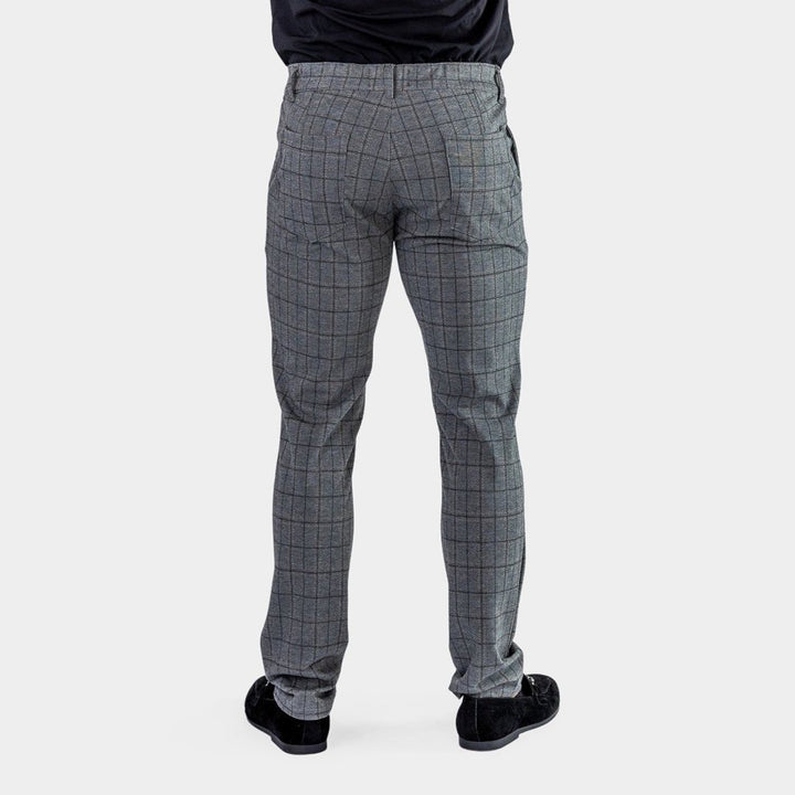 Ultra Stretch Chino Pants - Slim Fit - Windowpane Grey Check