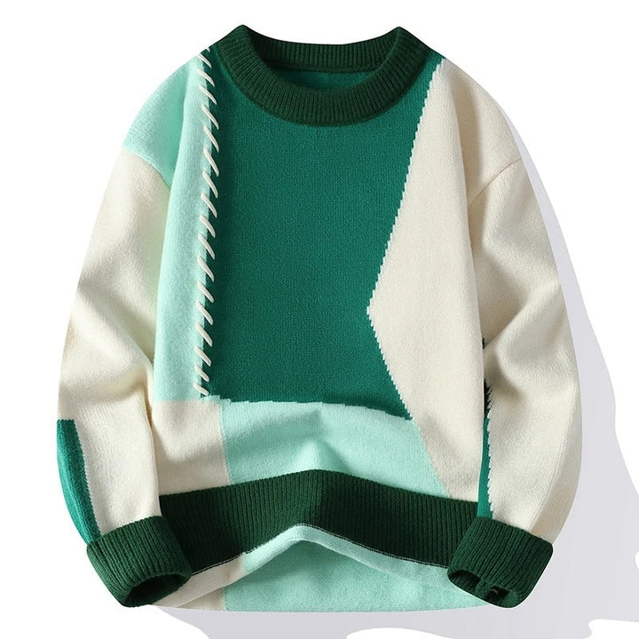 Stylish Patchwork Patterned Jumper for Men