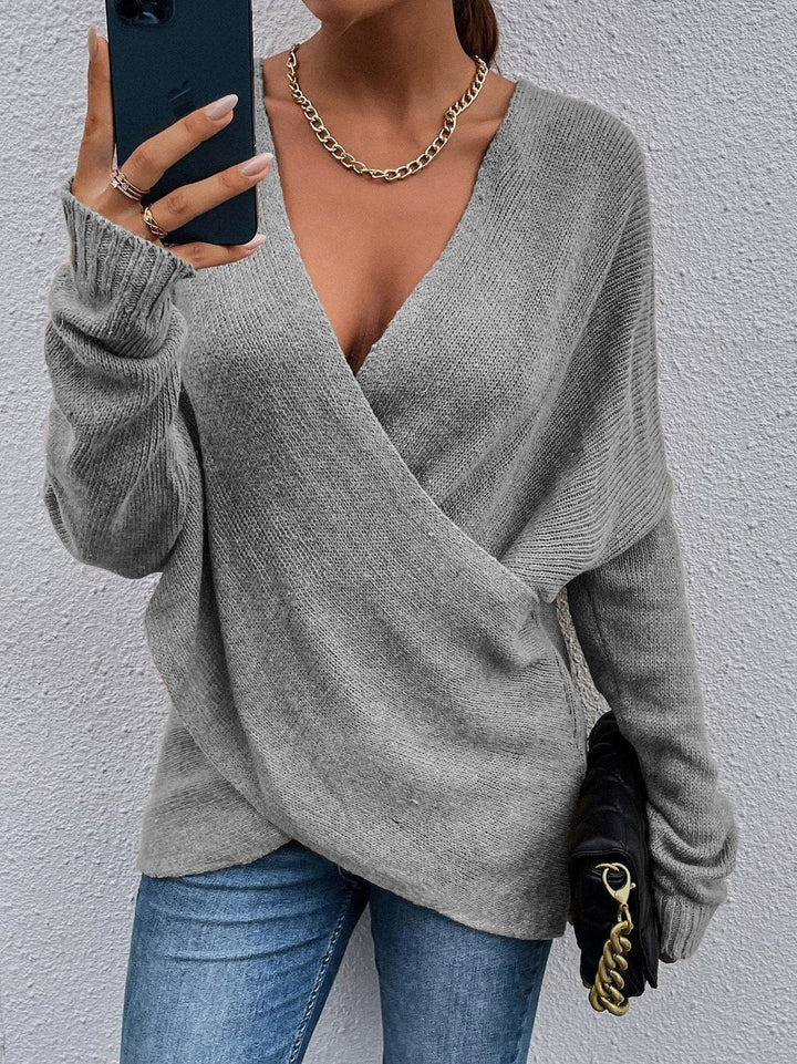Chic Pull Croisé avec Col V pour Femme