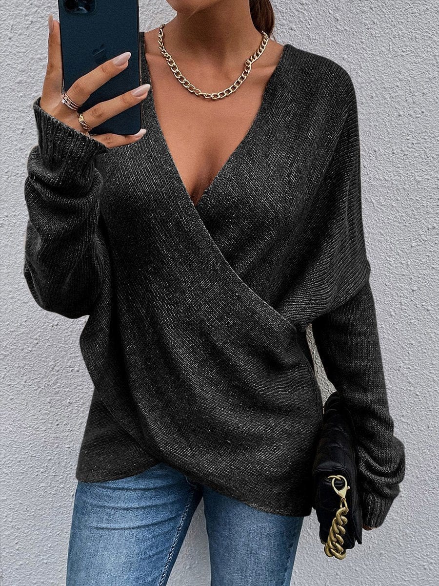 Chic Pull Croisé avec Col V pour Femme