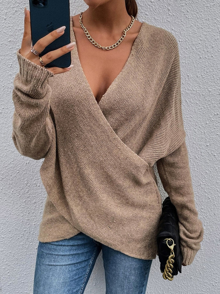 Chic Pull Croisé avec Col V pour Femme