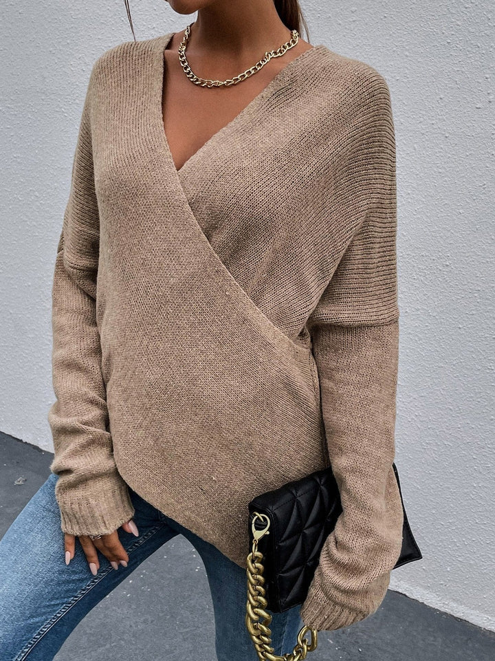 Chic Pull Croisé avec Col V pour Femme
