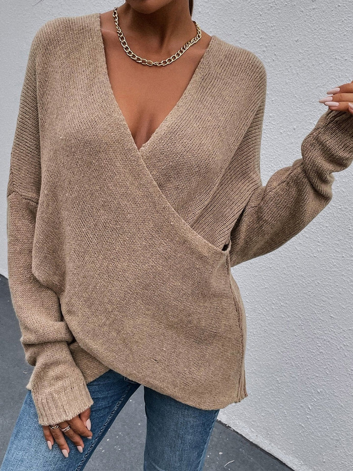 Chic Pull Croisé avec Col V pour Femme